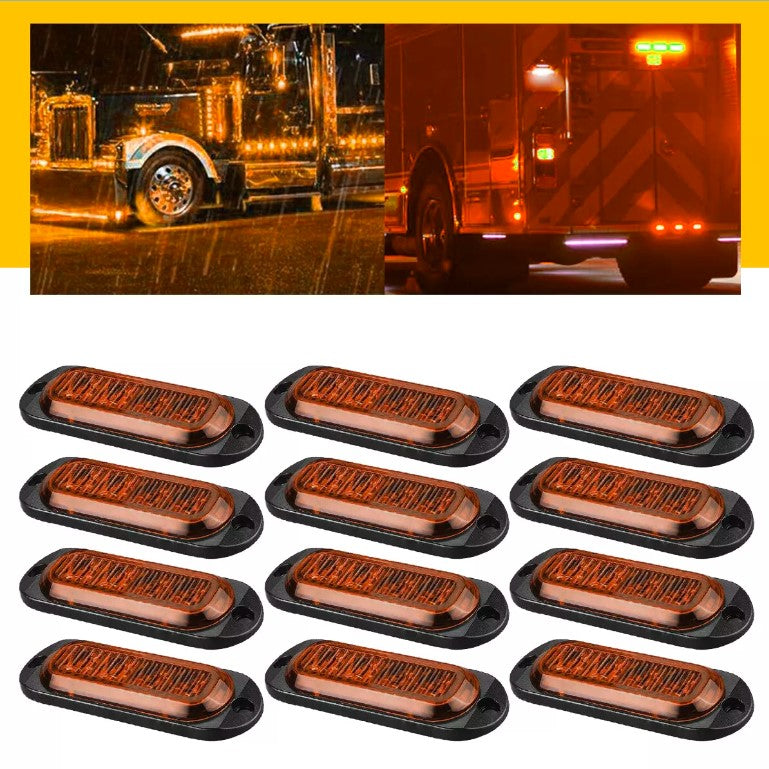 12pcs Amber 4-LED Truck Trailer Lorry Picup Boat Side Marker Light Clearance Lamp
