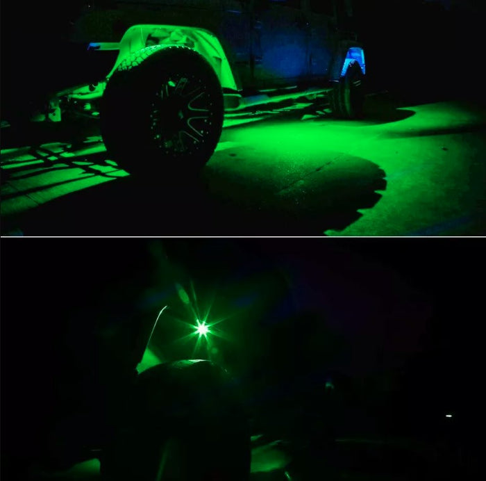 4PCS Waterproof Green LED Rock Lights Underglow Neon Light Decor For ATV UTV Car