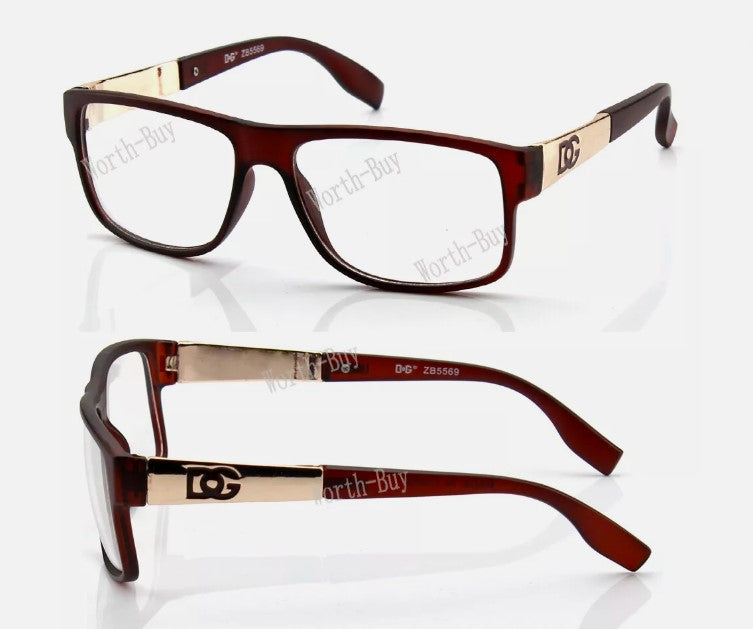 WB Womens Square Clear Lens Frame Eye Glasses Fashion Designer Brown Nerd