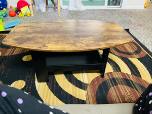 Coffee Table for Living Room with Storage Compartment Shelf, Rustic Brown