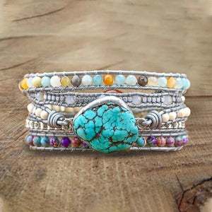 Natural Turquoise Bohemian Handmade Healing Reiki Women Wrap Bracelet Xmas Gifts