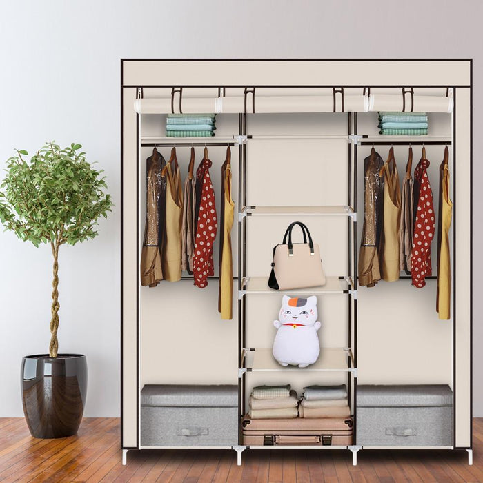 69" Clothes Rack Closet Wardrobe Clothes Storage Organizer with Metal Shelves