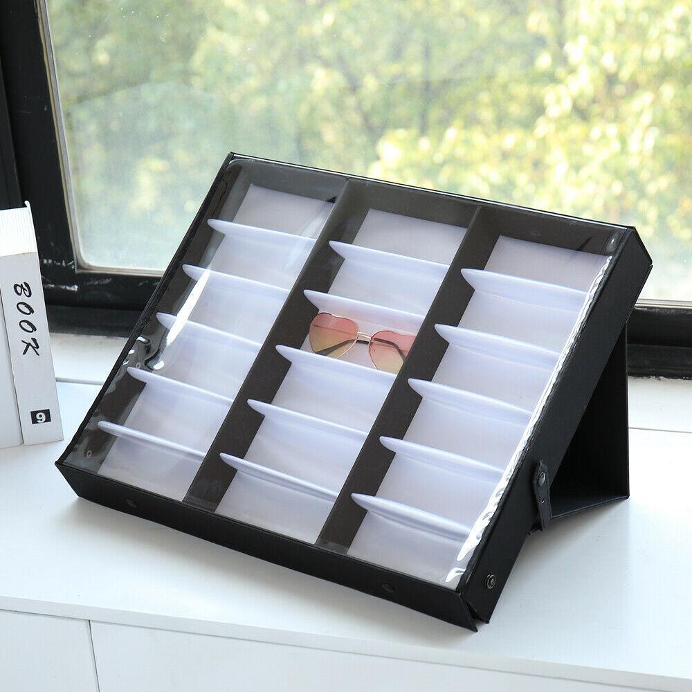 18pcs Eye Glasses Case Eyewear Sunglasses Display Storage Box Holder Organizer