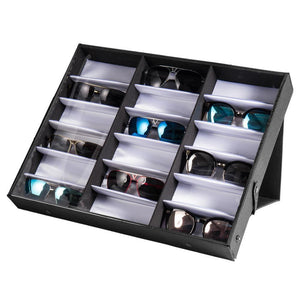 18pcs Eye Glasses Case Eyewear Sunglasses Display Storage Box Holder Organizer