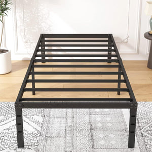 Heavy Duty 18" Twin Size Metal Bed Frame Sturdy Steel Platform Slat Support