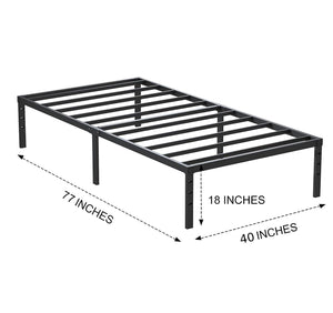 Heavy Duty 18" Twin Size Metal Bed Frame Sturdy Steel Platform Slat Support