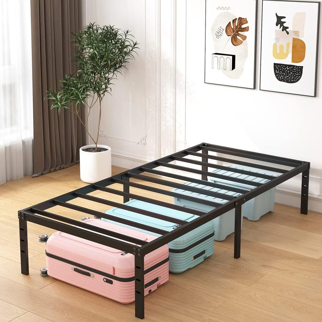 Heavy Duty 18" Twin Size Metal Bed Frame Sturdy Steel Platform Slat Support