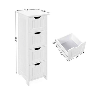 FreeStanding Bathroom Storage Cabinet with 4 Drawers Organizer Side Organizer