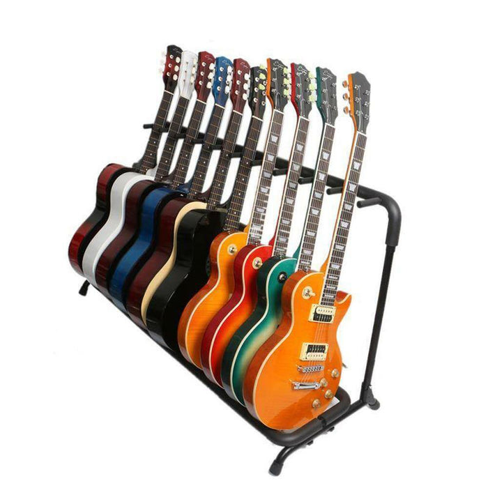 Glarry Round Tube9 Folding Multi Guitar Holder Rack Stand