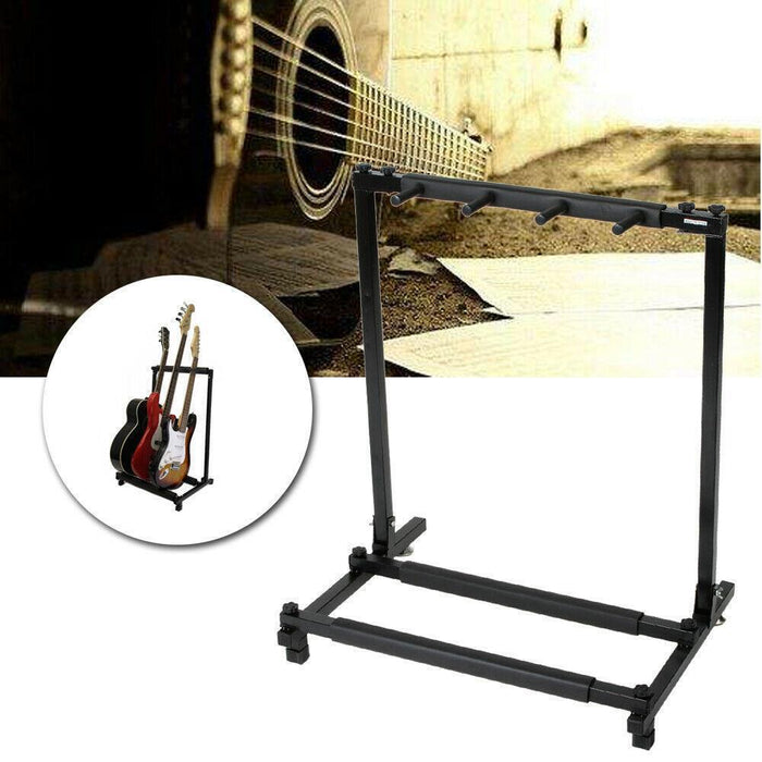 Adjustable Height Iron 3 Folding Multiple Guitar Holder Rack Stand