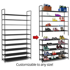 Shoe Rack Organizer Storage Pairs Shoes Shelves Space 10 Tier 50 Pairs Standing