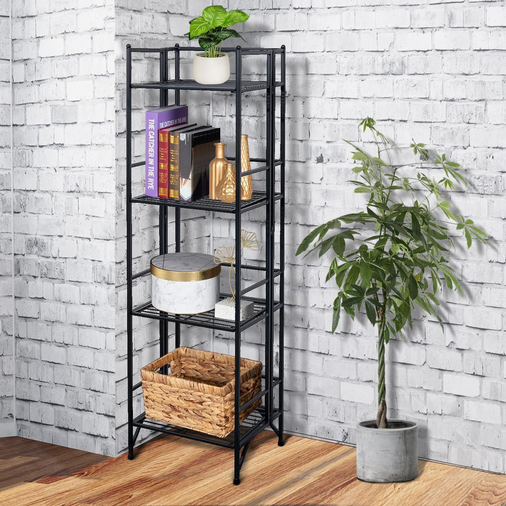 4 Tier Folding Metal Corner Rack Shelf Shelves Unit Kitchen Organizer Holders