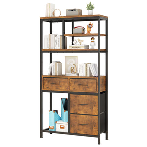 Large Bookshelf Storage Rack with Enclosed 4 Drawer Storage Cabinet Sheliving