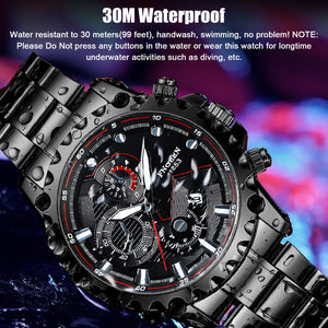 Waterproof Men's Watch Classic Stainless Steel Quartz Luminous Luxury Wristwatch