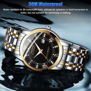 Waterproof Classic Men Watch Stainless Steel Quartz Luminous Wristwatch Business