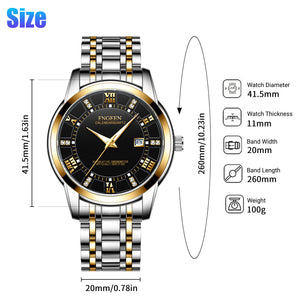 Waterproof Classic Men Watch Stainless Steel Quartz Luminous Wristwatch Business