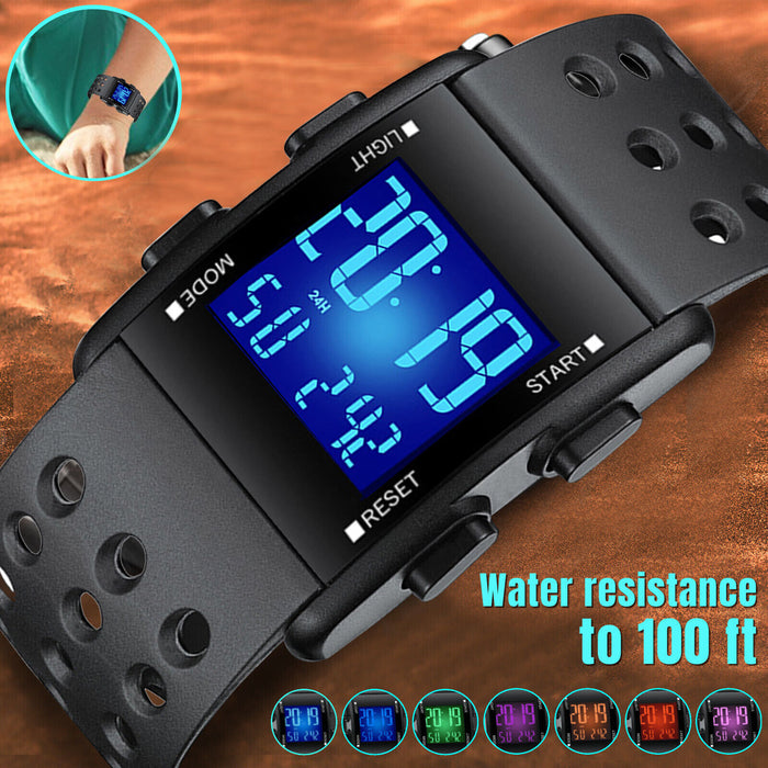 Men LED Digital Sports Watch Military Tactical Waterproof WristWatch Backlight