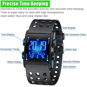 Men LED Digital Sports Watch Military Tactical Waterproof WristWatch Backlight