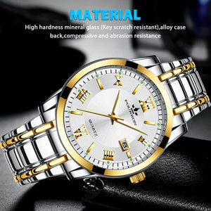 Waterproof Men Quartz Luminous Watch Classic Business Stainless Steel Wristwatch