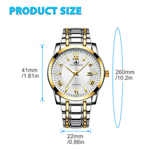 Waterproof Men Quartz Luminous Watch Classic Business Stainless Steel Wristwatch