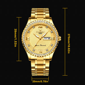 Waterproof Gold Men's Watch Classic Stainless Steel Quartz Analog Business Gift