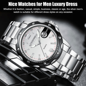 Men Watch Classic Business Stainless Steel Quartz Luminous Waterproof Wristwatch