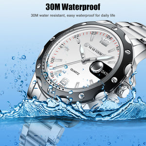 Men Watch Classic Business Stainless Steel Quartz Luminous Waterproof Wristwatch