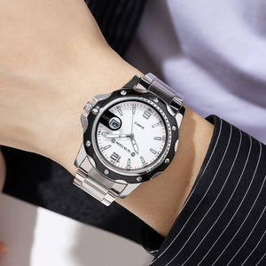 Men Watch Classic Business Stainless Steel Quartz Luminous Waterproof Wristwatch