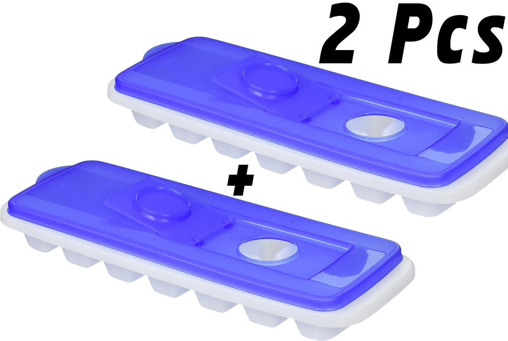 Ice Cube Tray with Lid/Cover, BPA Free, 2 Pcs Blue