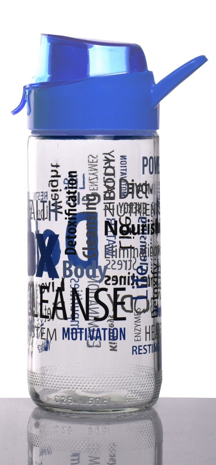 Sports Water Glass Bottle, 500ml Blue