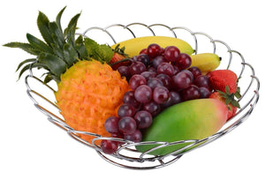 Chrome Plated Fruit Basket, Silver 12 Inches