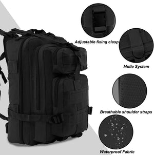 30L Military Black Tactical Backpack Rucksack Camping Hiking Bag Outdoor Travel