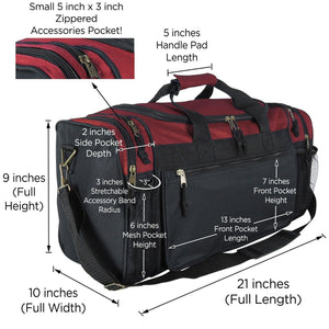 Duffle Bag Sports Duffel Bag in Maroon and Black Gym Bag