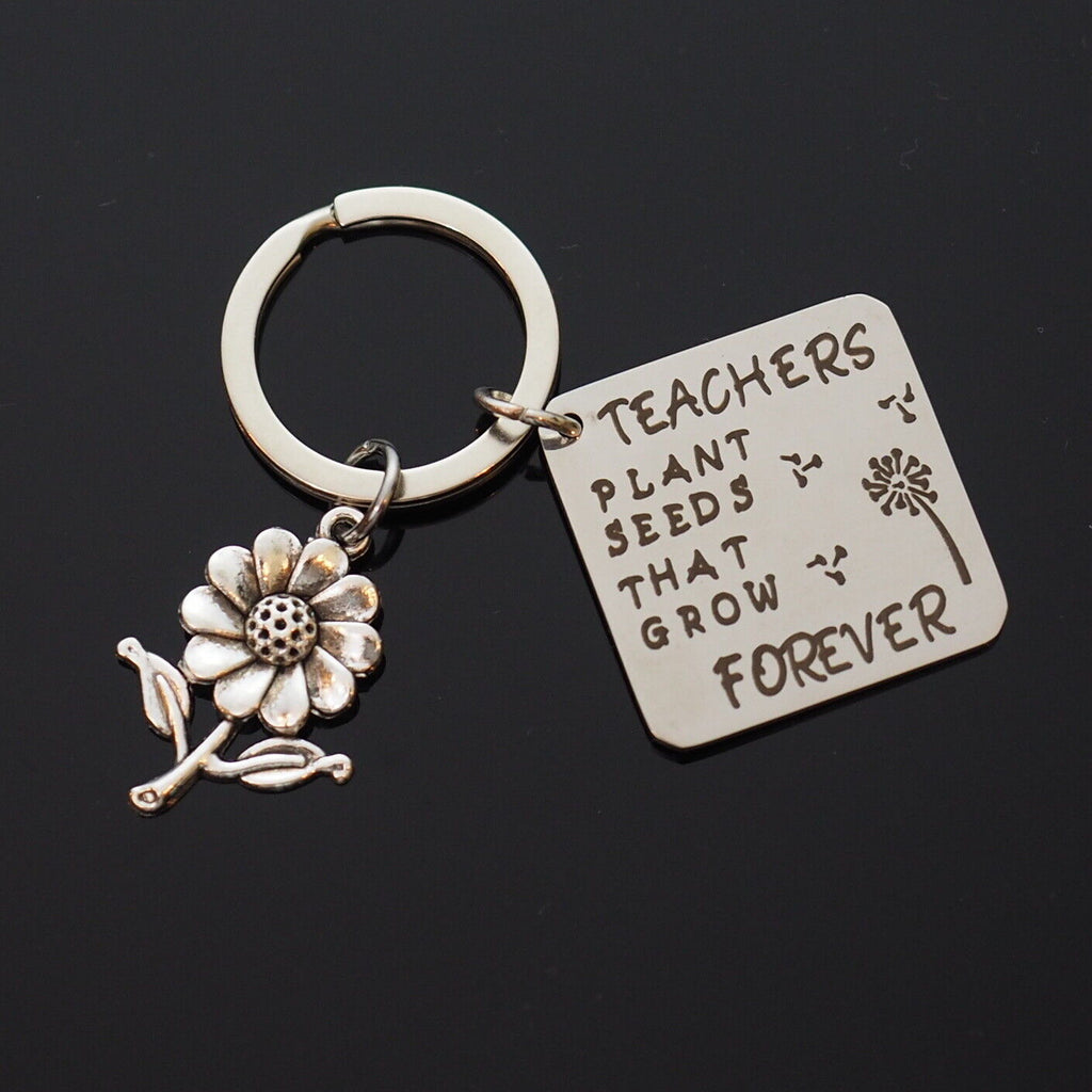Best Teacher Plants a Seed Sunflower Love Thanks Student Keychain Key Ring Gift