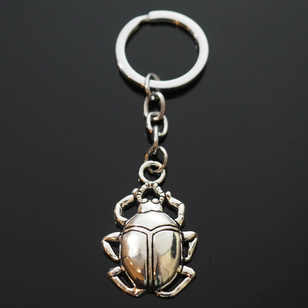 Beetle Beatle Silver Pendant Charm Keychain Insect Bug Lover Gift