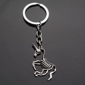 Unicorn Skeleton Bones Skull Silver Color Charm Keychain Key Chain Gift