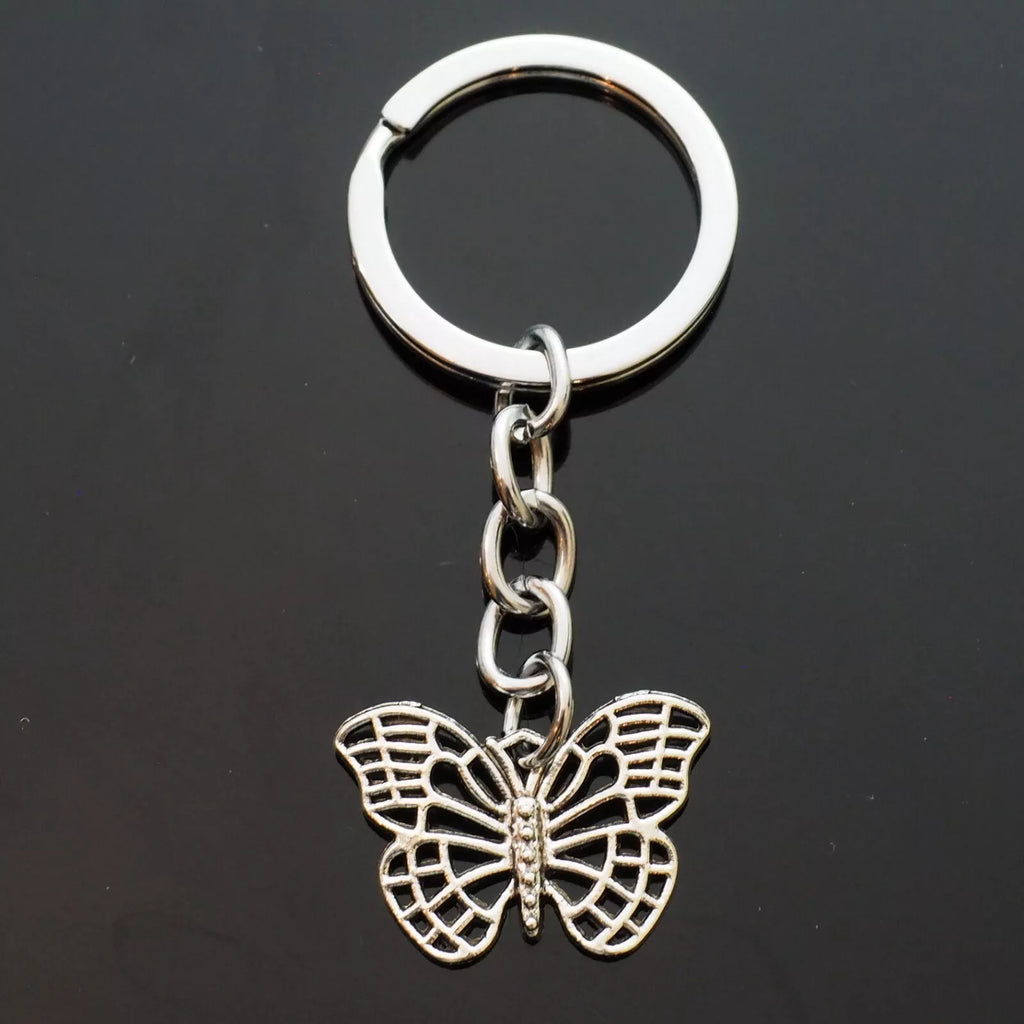 Hollow Butterfly 26x18mm Cute Silver Charm Keychain Key Chain Gift