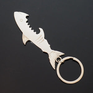 Shark Shaped Keychain Smooth Silver Zinc Alloy Bottle Opener Beer Soda Gift