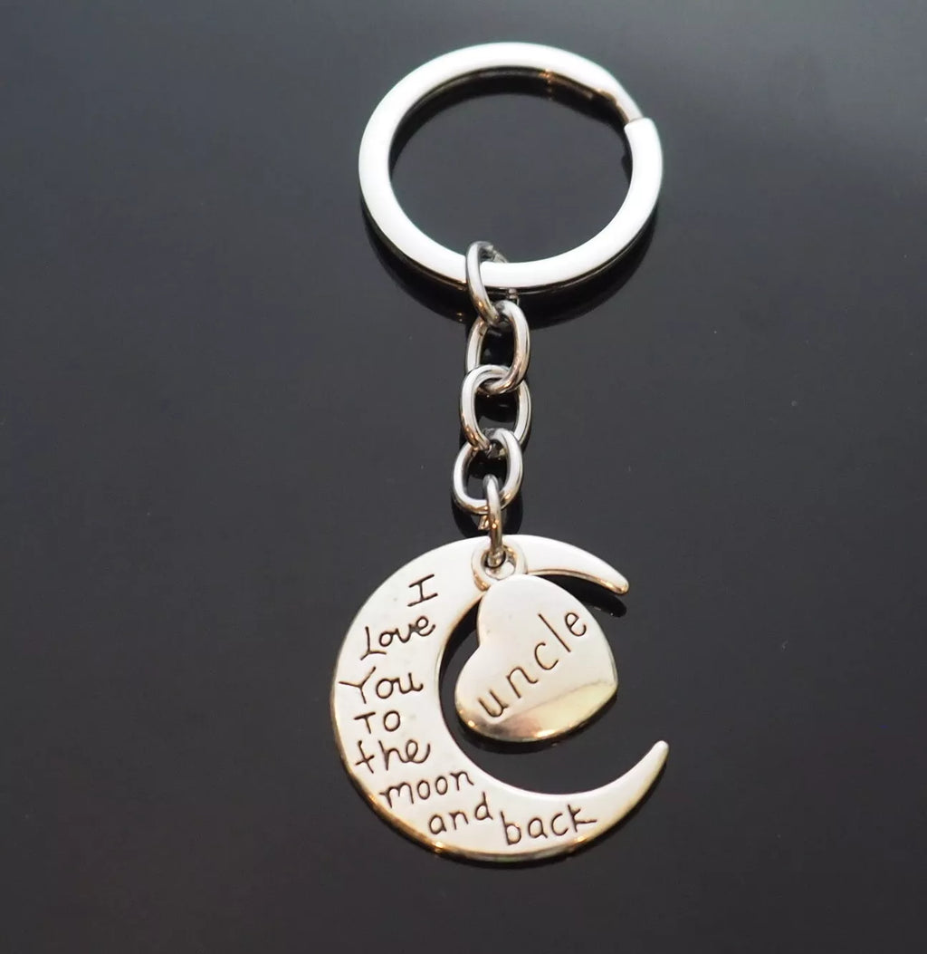 Uncle Gift - I Love You to The Moon and Back Heart Keychain Key Ring