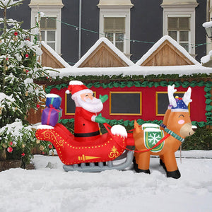 Lighted Inflatable Christmas Santa Claus & Reindeer Outdoor with Electric Fan