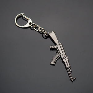 Keychain Rifle Machine Gun Model Metal Keyring Key Ring Chain Black Gift