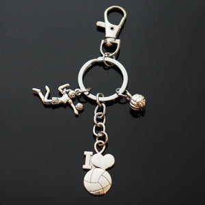 I Heart Volleyball Key Chain Clip Ball Charms Keychain Coach Player Love Gift