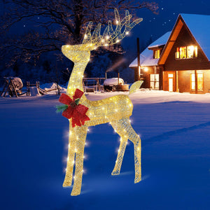 Christmas Lighted Reindeer Outdoor Yard Decoration with Warm White LED Lights