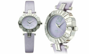 Women's Mother Of Pearl Watch Purple Swarovski Leather