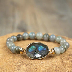 Natural Labradorite Round beads Charm Handmade Healing Reiki Women Bracelet Gift