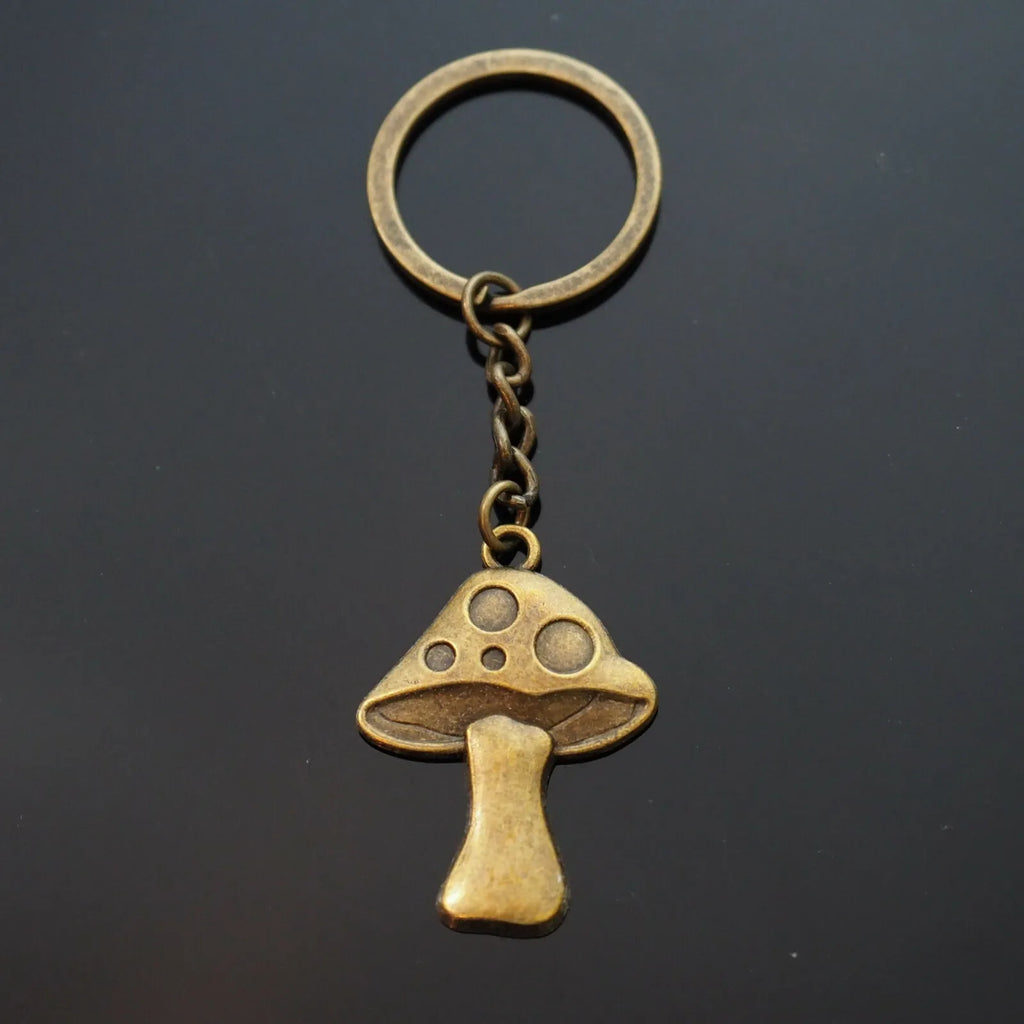 Mushroom Cute Cartoon Fantasy Charm Keychain Key Chain Love Gift - Brown Bronze