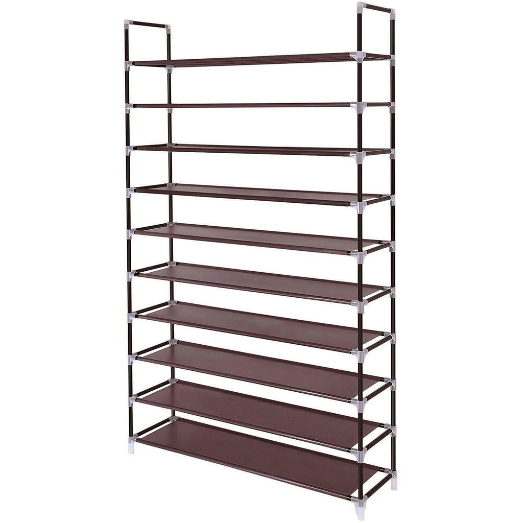 Shoe Rack Organizer Storage Shoes Shelves Coffee 10 Tier 50 Pairs Standing