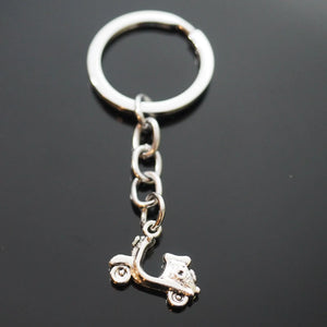 Motorcycle Italian Scooter Keyring Classic 3D Silver Pendant KeyChain Gift