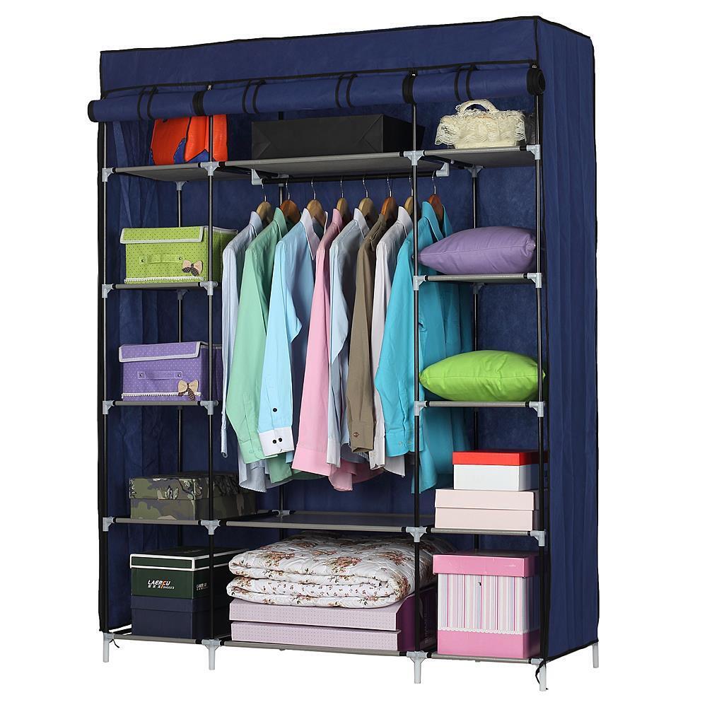 5-Layer 12 Grids Portable Closet Storage Organizer Wardrobe Clothes Rack Fabrics