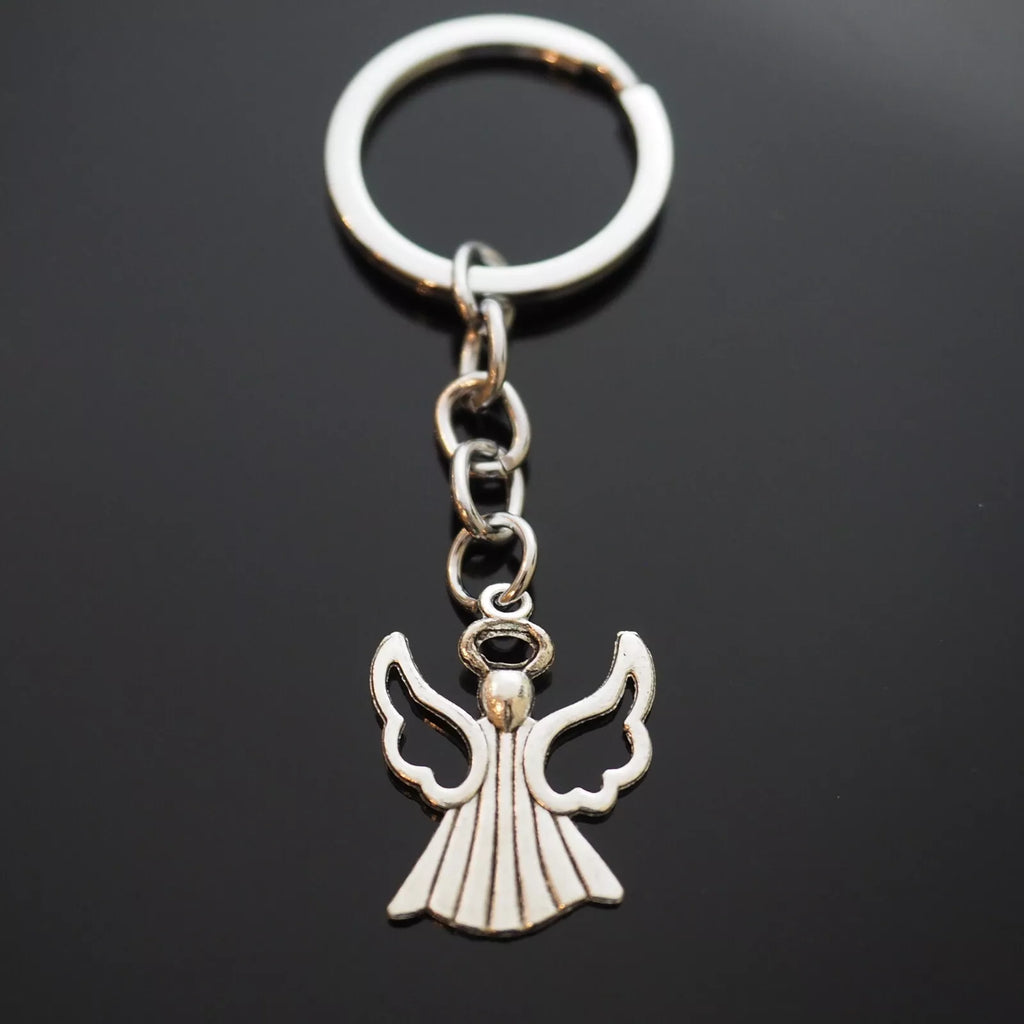 Angel Hollow Wings Halo Cute Silver Charm Pendant Keychain Key Chain